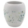 BICCHIERE PORTASPAZZOLINO SPAZZOLINI DECORATO FIORI FOGLIE ACCESSORI BAGNO 87050
