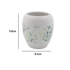 BICCHIERE PORTASPAZZOLINO SPAZZOLINI DECORATO FIORI FOGLIE ACCESSORI BAGNO 87050