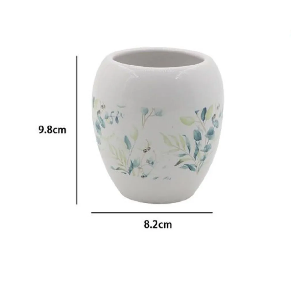 BICCHIERE PORTASPAZZOLINO SPAZZOLINI DECORATO FIORI FOGLIE ACCESSORI BAGNO 87050