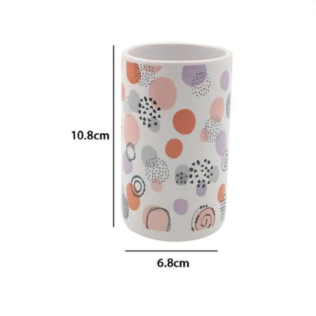 BICCHIERE PORTASPAZZOLINO SFERE ASTRATTE ACCESSORI ARREDO BAGNO 6.8X10.8CM 87078