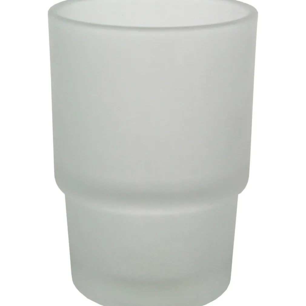 BICCHIERE RICAMBIO PORTA SPAZZOLINO IN VETRO SATINATO BAGNO ACCESSORI 9,5X6,7 CM