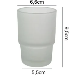 BICCHIERE RICAMBIO PORTA SPAZZOLINO IN VETRO SATINATO BAGNO ACCESSORI 9,5X6,7 CM
