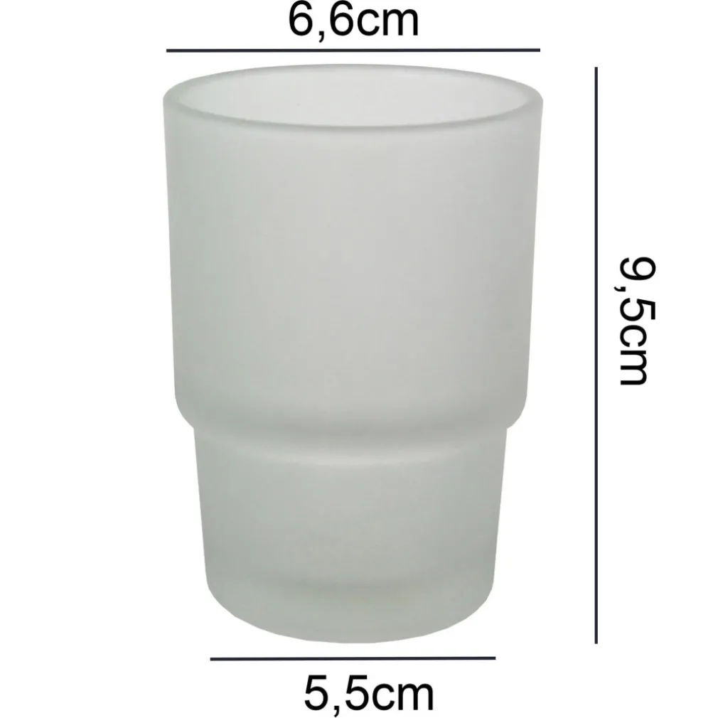 BICCHIERE RICAMBIO PORTA SPAZZOLINO IN VETRO SATINATO BAGNO ACCESSORI 9,5X6,7 CM
