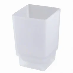 BICCHIERE RICAMBIO PORTA SPAZZOLINO IN VETRO CUBO SATINATO BAGNO ACCESSORI 87263