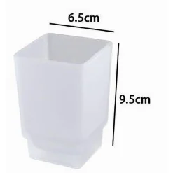 BICCHIERE RICAMBIO PORTA SPAZZOLINO IN VETRO CUBO SATINATO BAGNO ACCESSORI 87263