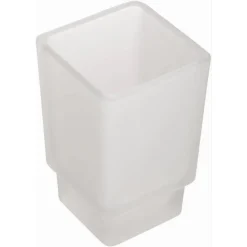 BICCHIERE RICAMBIO PORTA SPAZZOLINO IN VETRO CUBO SATINATO BAGNO ACCESSORI 87263