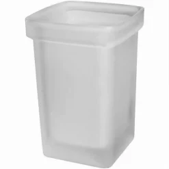 BICCHIERE RICAMBIO PORTA SCOPINO WC VETRO CUBICO SATINATO BAGNO ACCESSORI 87266