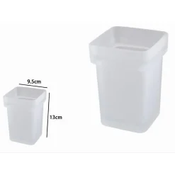 BICCHIERE RICAMBIO PORTA SCOPINO WC VETRO CUBICO SATINATO BAGNO ACCESSORI 87266