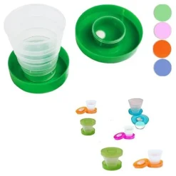BICCHIERE TASCABILE RICHIUDIBILE SET 12 PZ PORTA COMPRESSE PLASTICA SCUOLA IDEA