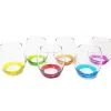 BICCHIERI TONDO 6 PEZZI FONDO COLORATI IN VETRO DA TAVOLA MULTICOLORE MADE ITALY