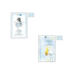 BIGLIETTO AUGURI BATTESIMO AZZURRO BAMBINO GLITTER NASCITA CONGRATULAZIONI BUSTA