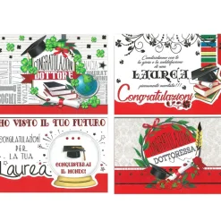 BIGLIETTO AUGURI LAUREA CONGRATULAZIONI 11,7X17CM BUSTA ROSSO UN PENSIERO PER TE