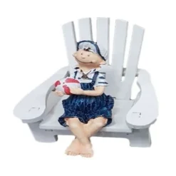 BIMBO SULLA SEDIA DECORO IN LEGNO SEA STYLE DECORAZIONE CASA ARREDAMENTO