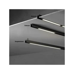 BINARIO LINEARE ESTERNO IN ALLUMINIO NERO PER TRACK LIGHTS MAGNETICHE DC 48V 2MT GF-3-2M