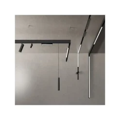 BINARIO LINEARE ESTERNO IN ALLUMINIO NERO PER TRACK LIGHTS MAGNETICHE DC 48V 2MT GF-3-2M