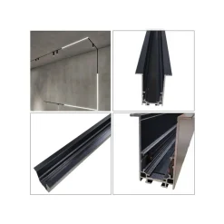 BINARIO MAGNETICO NERO 2MT 48V DA INCASSO PER FARETTI LED CON COPERTURA TK670-2M