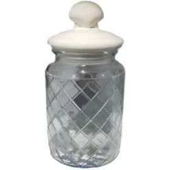 BISCOTTIERA BARATTOLO IN VETRO 1 LT CON TAPPO COPERCHIO CERAMICA CONCHIGLIA
