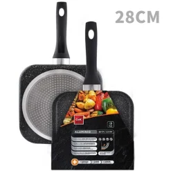 BISTECCHIERA PADELLA QUADRATA PER GRIGLIA GRILL IN ALLUMINIO ANTIADERENTE 28X2.5CM 245441C