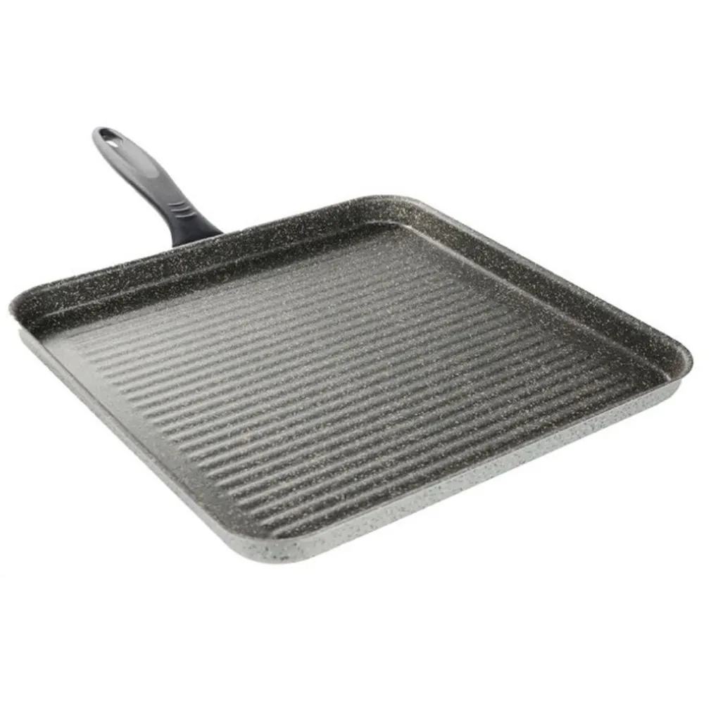 BISTECCHIERA QUADRATA 31.5 CM PIETRA ANTIADERENTE ANTIGRAFFIO CON MANICO NERO 041064M
