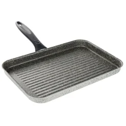 BISTECCHIERA RETTANGOLARE 19X29CM PIETRA ANTIADERENTE ANTIGRAFFIO CON MANICO NERO 045024M