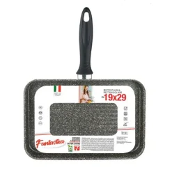 BISTECCHIERA RETTANGOLARE 19X29CM PIETRA ANTIADERENTE ANTIGRAFFIO CON MANICO NERO 045024M