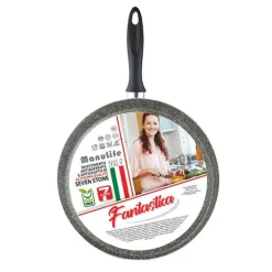BISTECCHIERA TONDA RIGATA PADELLA CUCINA ANTIADERENTE ANTIGRAFFIO 7 STRATI 34 CM 045017M