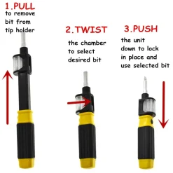 BIT 360 CACCIAVITE 6 IN 1 TWIST BIT PUNTE MAGNETICHE UNIVERSALE CASA LAVORO KIT