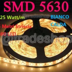 BOBINA STRISCIA 300 LED 5630 IMPERMEABILE 5 METRI 12V LUCE BIANCO FREDDO CALDO