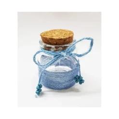 BOMBONIERA AMPOLLA AZZURRO IN VETRO TAPPO SUGHERO NASTRO PORTACONFETTI BAMBINO