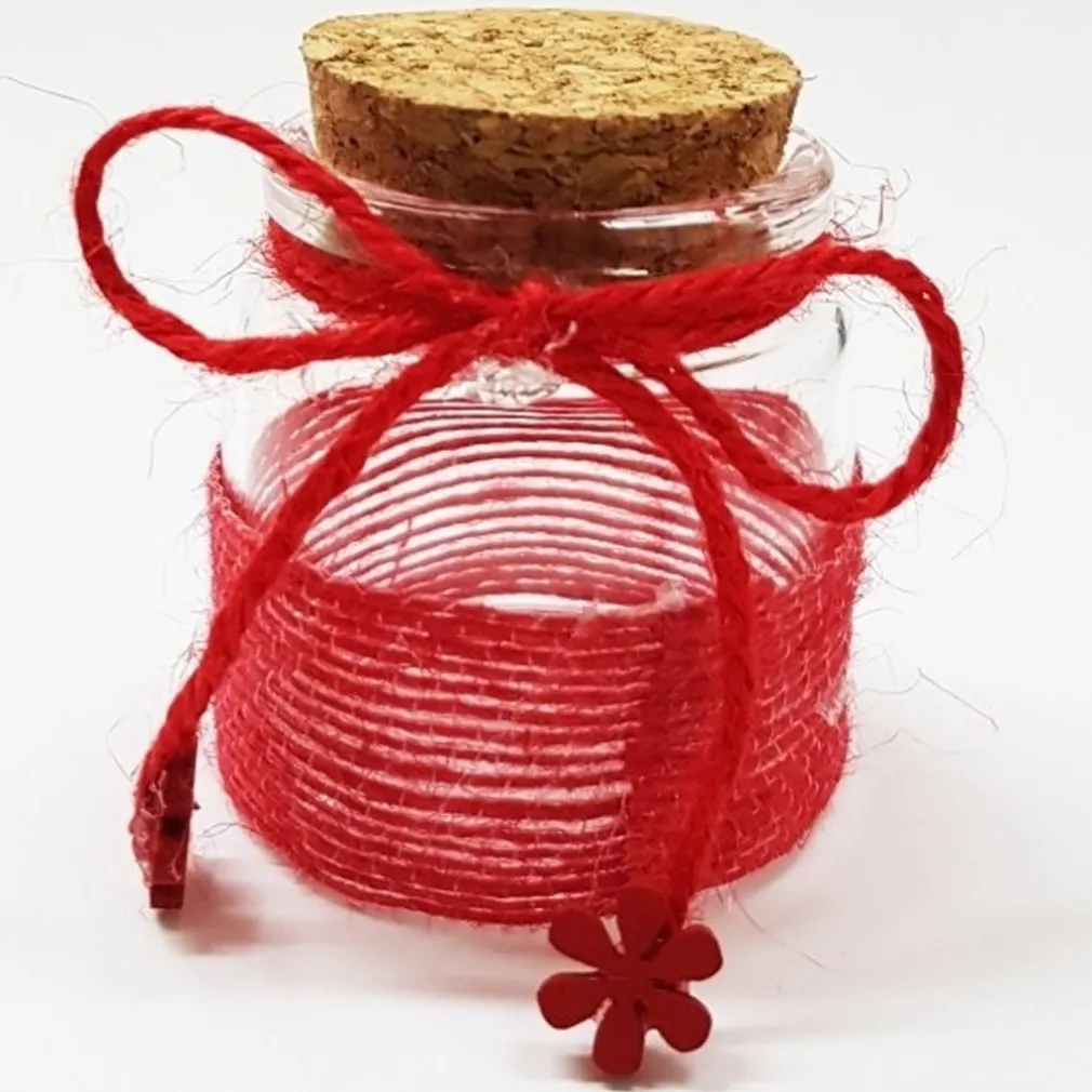 BOMBONIERA AMPOLLA COLORE ROSSO IN VETRO CON TAPPO SUGHERO NASTRO PORTA CONFETTI