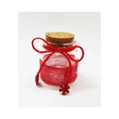 BOMBONIERA AMPOLLA COLORE ROSSO IN VETRO CON TAPPO SUGHERO NASTRO PORTA CONFETTI