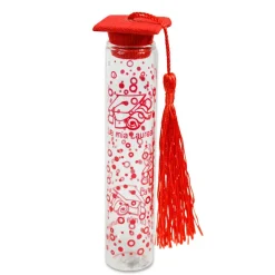 BOMBONIERA AMPOLLA IN VETRO CON TAPPO IN SUGHERO PER LAUREA CAPPELLO TOCCO ROSSO