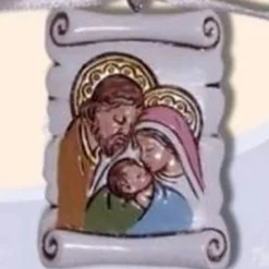 BOMBONIERA APPENDINO CON PERGAMENA SACRA FAMIGLIA X BATTESIMO NASCITA COMUNIONE