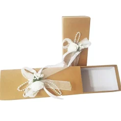 BOMBONIERA BOMBONIERE 6 PEZZI SCATOLA AVANA FIORE CC6244 CARTA 17X6X4CM CONFETTI