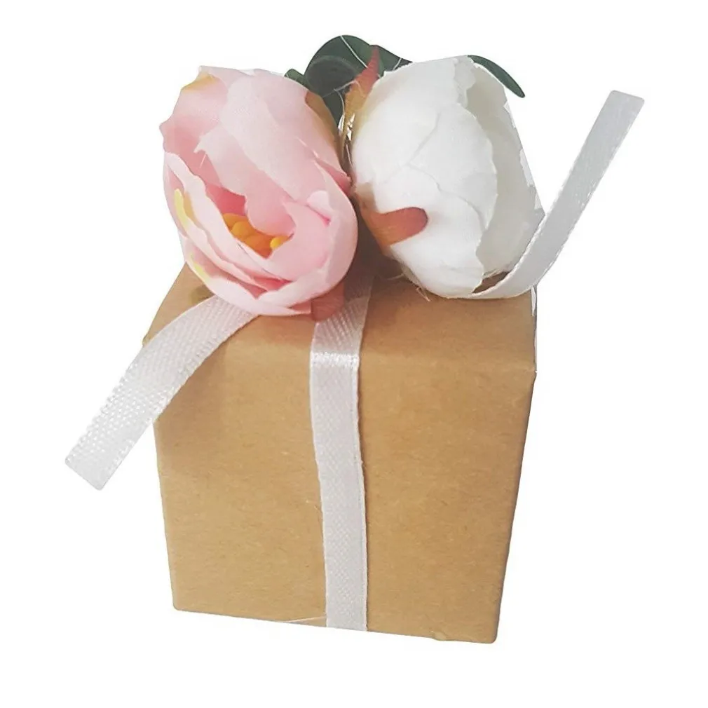 BOMBONIERA BOMBONIERE 12 PEZZI SCATOLA AVANA FIORE CC39927 5X5X5CM CONFETTI