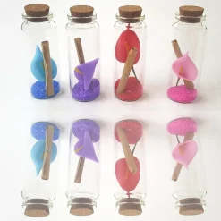 BOMBONIERA BOMBONIERE AMPOLLA 8 PEZZI FIORE CORALLINI 8X2CM VETRO PERGAMENA