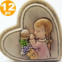 BOMBONIERA BOMBONIERE COMUNIONE EUCARESTIA BIANCO CERAMICA SOPRAMMOBILE APPOGGIO