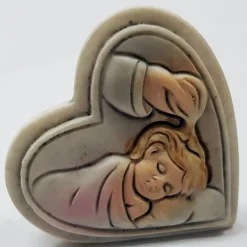 BOMBONIERA BOMBONIERE CUORE BATTESIMO BAMBINA SACRA SACRAMENTO BIANCO CERAMICA