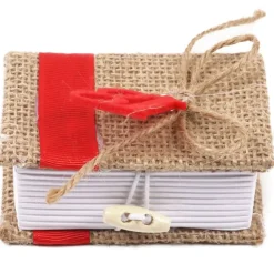 BOMBONIERA LIBRO 12 PZ JUTA 18 ANNI PORTACONFETTI PORTA CONFETTI COLORE ROSSO