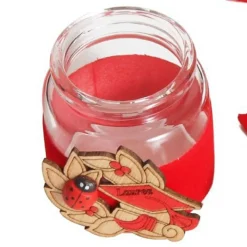 BOMBONIERA PORTACONFETTI PER FESTA DI LAUREA CON TOCCO ROSSO IN VETRO E SUGHERO