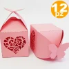 BOMBONIERA SCATOLA CUORE FARFALLA ROSA PORTACONFETTI MATRIMONI NASCITA BATTESIMO