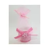 BOMBONIERA SCATOLINA ROSA FIORE SACCHETTO ORGANZA PORTACONFETTI NASCITA BATTESIMO