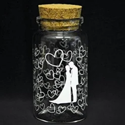 BOMBONIERA SEGNAPOSTO X MATRIMONIO AMPOLLA IN VETRO TAPPO SUGHERO PORTACONFETTI