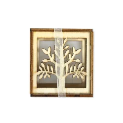 BOMBONIERA X MATRIMONIO CUBO IN LEGNO ALBERO DELLA VITA STILIZZATO LEGNO CHIARO