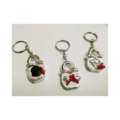 BOMBONIERE LUCCHETTO ARGENTO X LAUREA METALLO PORTAFORTUNA CONFETTI PORTACHIAVI