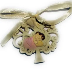 BOMBONIERE X BATTESIMO BAMBINA ALBERO DELLA VITA ACQUA SANTA CERAMICA APPENDINO