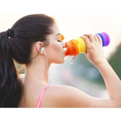 BORRACCIA PIEGHEVOLE ARCOBALENO IN SILICONE PORTATILE PER SCUOLA VIAGGI CAMPEGGIO 500ML