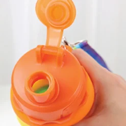 BORRACCIA PIEGHEVOLE ARCOBALENO IN SILICONE PORTATILE PER SCUOLA VIAGGI CAMPEGGIO 500ML