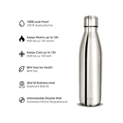 BORRACCIA SPORTIVA 500 ML ACCIAIO INOX DOPPIA PARETE PER SPORT SCUOLA UFFICIO