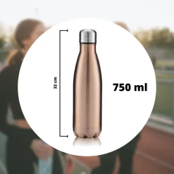 BORRACCIA SPORTIVA 750 ML ACCIAIO INOX DOPPIA PARETE PER SPORT SCUOLA UFFICIO